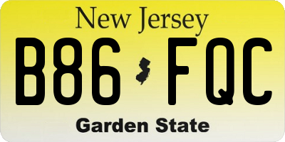 NJ license plate B86FQC