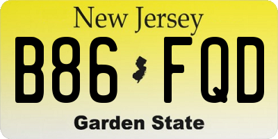 NJ license plate B86FQD