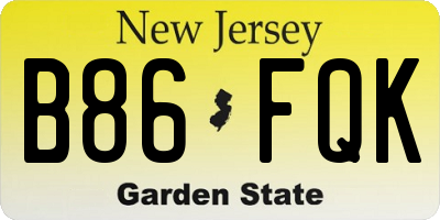 NJ license plate B86FQK