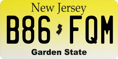 NJ license plate B86FQM