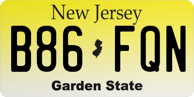 NJ license plate B86FQN