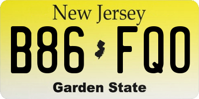 NJ license plate B86FQO