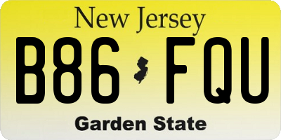 NJ license plate B86FQU
