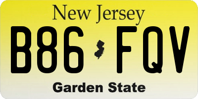 NJ license plate B86FQV