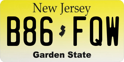 NJ license plate B86FQW