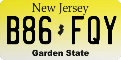 NJ license plate B86FQY
