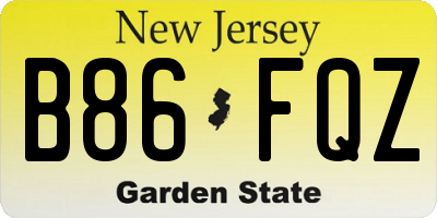 NJ license plate B86FQZ