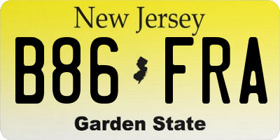 NJ license plate B86FRA