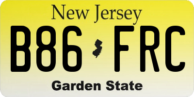 NJ license plate B86FRC