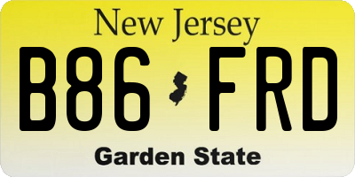 NJ license plate B86FRD