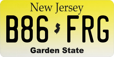NJ license plate B86FRG