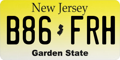 NJ license plate B86FRH