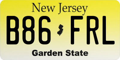 NJ license plate B86FRL
