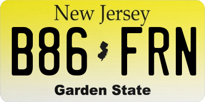 NJ license plate B86FRN