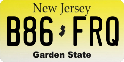 NJ license plate B86FRQ