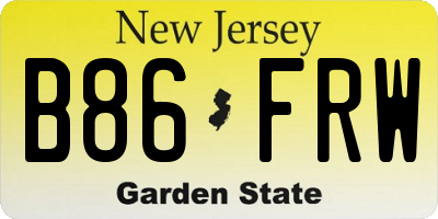 NJ license plate B86FRW