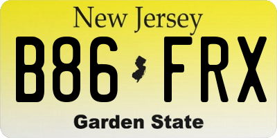 NJ license plate B86FRX