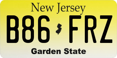 NJ license plate B86FRZ