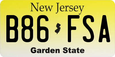 NJ license plate B86FSA