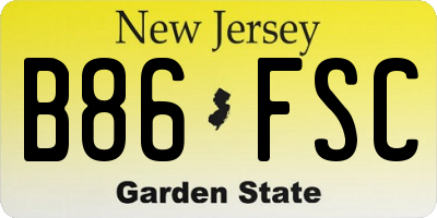 NJ license plate B86FSC