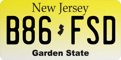 NJ license plate B86FSD