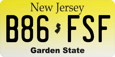 NJ license plate B86FSF