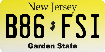 NJ license plate B86FSI