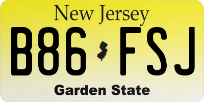 NJ license plate B86FSJ