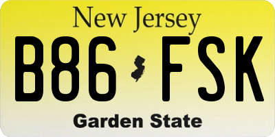 NJ license plate B86FSK