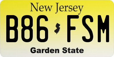 NJ license plate B86FSM