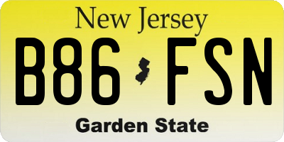 NJ license plate B86FSN