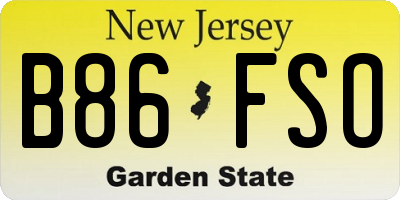 NJ license plate B86FSO