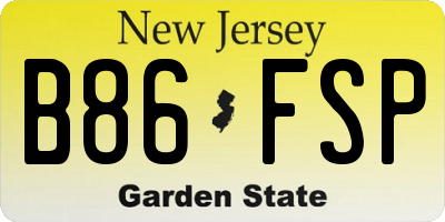 NJ license plate B86FSP