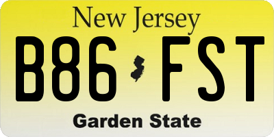 NJ license plate B86FST
