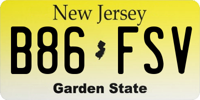 NJ license plate B86FSV
