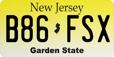 NJ license plate B86FSX