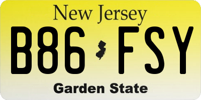 NJ license plate B86FSY