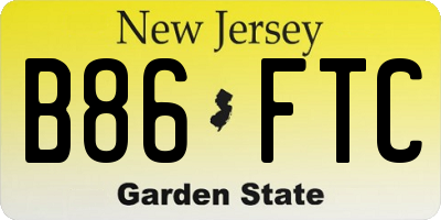 NJ license plate B86FTC