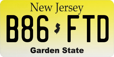 NJ license plate B86FTD