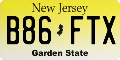 NJ license plate B86FTX