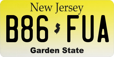 NJ license plate B86FUA