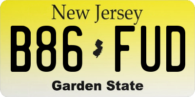 NJ license plate B86FUD