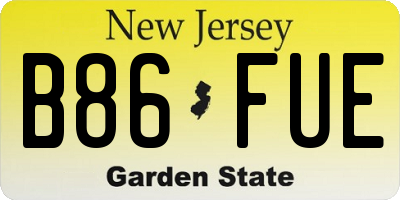 NJ license plate B86FUE