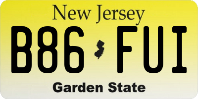 NJ license plate B86FUI