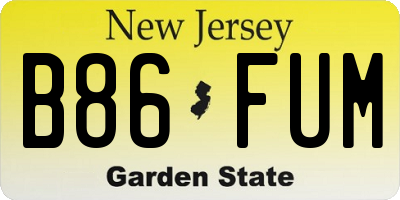 NJ license plate B86FUM