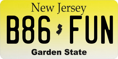 NJ license plate B86FUN
