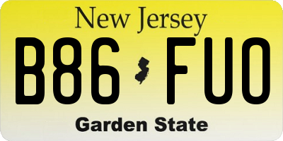 NJ license plate B86FUO
