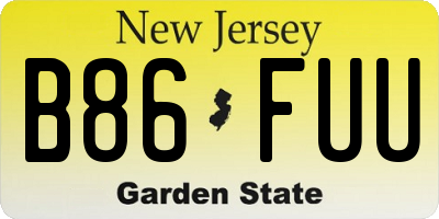 NJ license plate B86FUU
