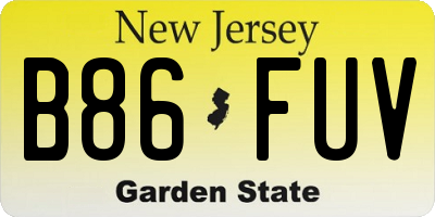 NJ license plate B86FUV