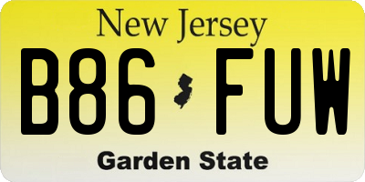 NJ license plate B86FUW